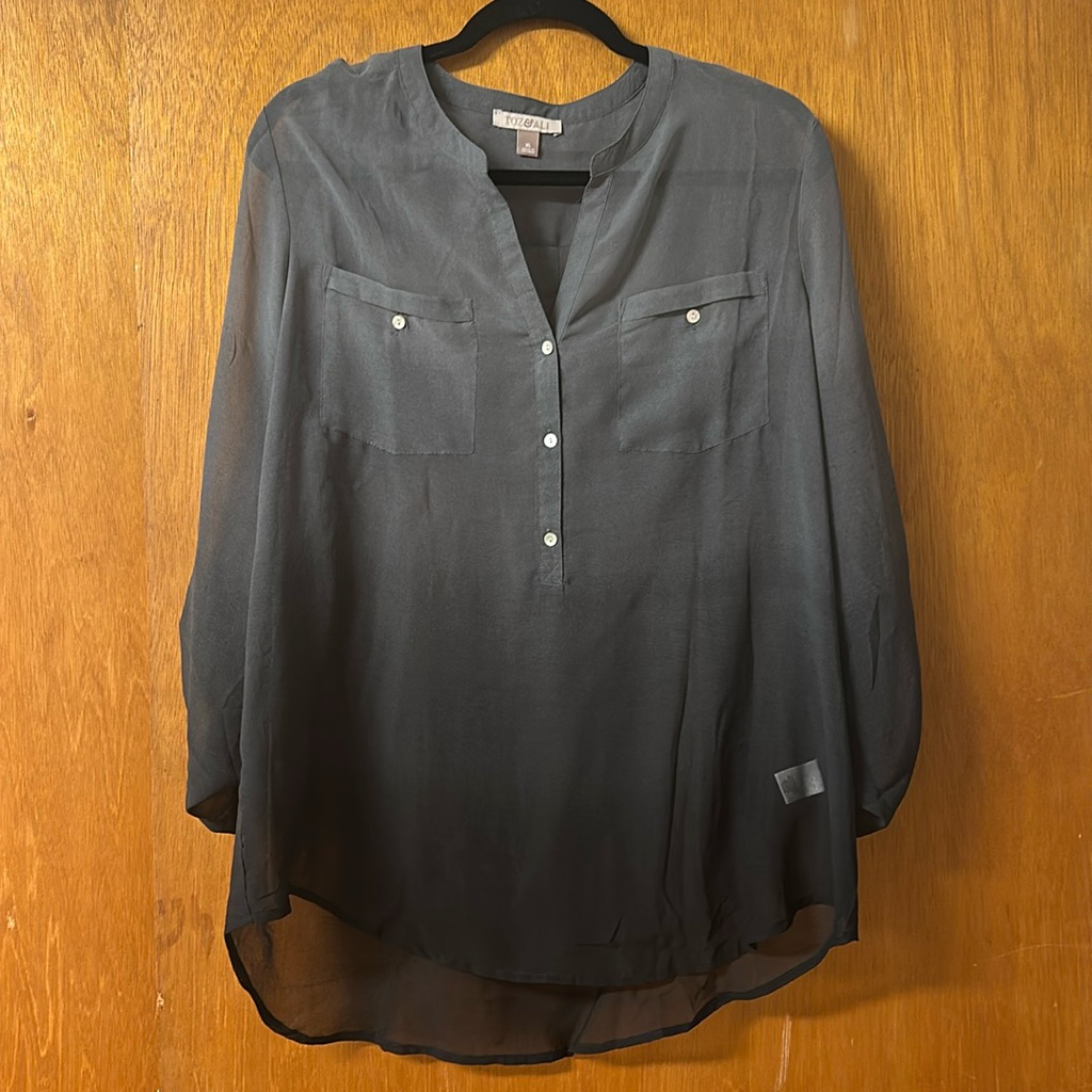 Sheer Gray Fade To Black Top